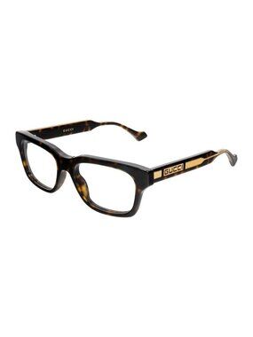 New Authentic Gucci Women's Havana with Crystal Yellow Detail Square Acetate Gla